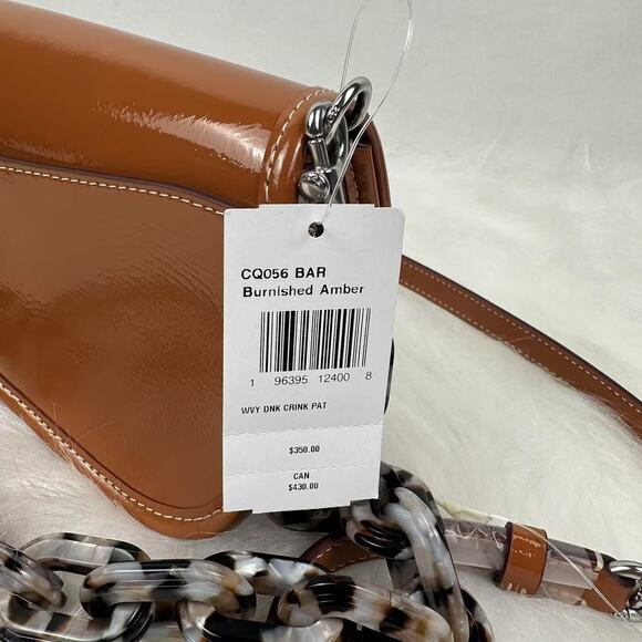 COACH Mini Wavy Dinky Bag In Crinkle Patent Coachtopia Leather Crossbody Amber - Picture 6 of 12